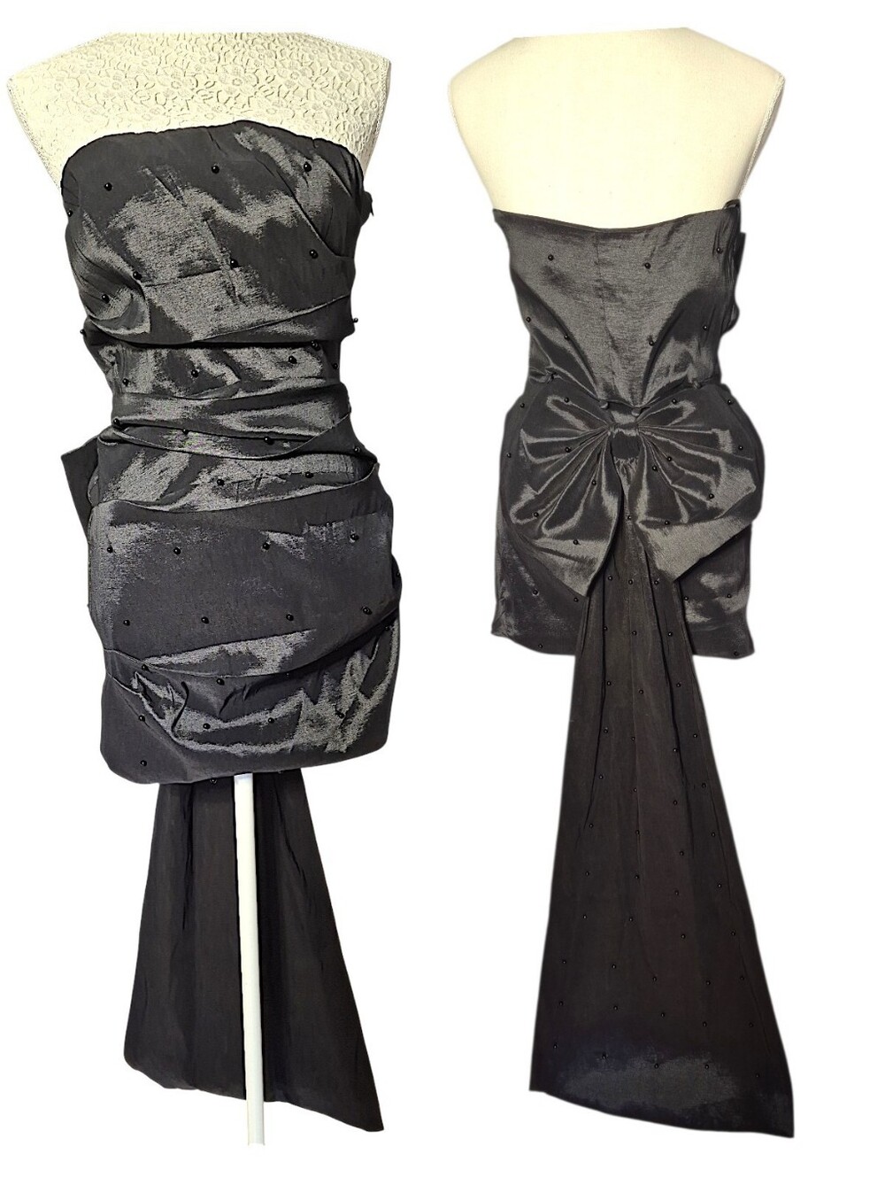 Black Strapless Mini Dress with Oversized Bow. Thirty/Thirty LA, Size: S & XL